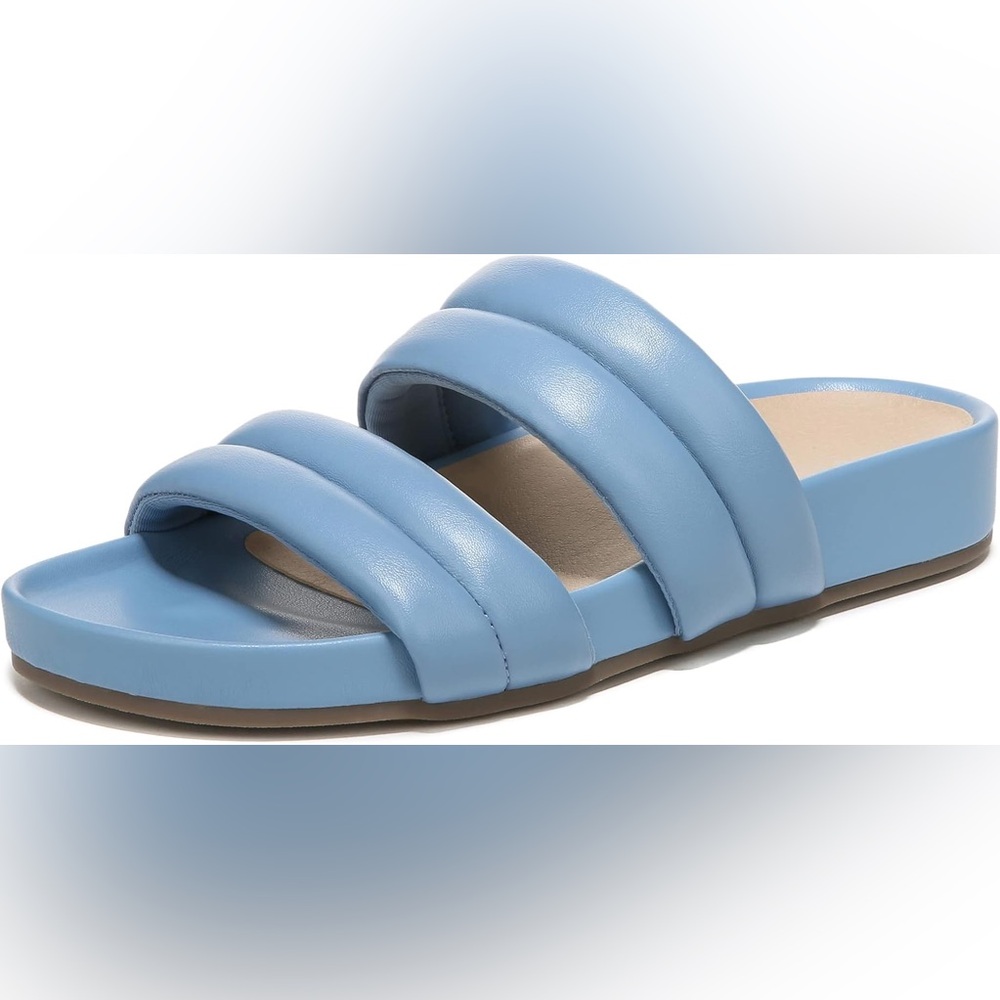 Vionic Blue Padded Triple-Strap Slide Sandals Women's 8.5